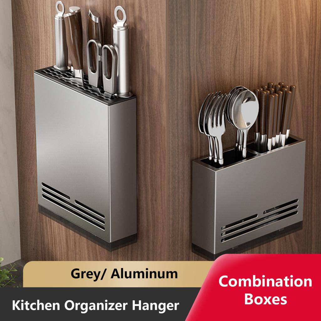Кухонный держатель для ножей, настенный органайзер, подставка для ложек и палочек для еды, подвесные органайзеры из алюминия