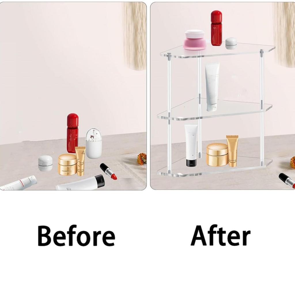 Acrylic Corner Side Table Small 3 Tier Triangular End Table for Living Room Bedroom Study Arrangement