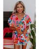 Azura Exchange Блузка с V-образным вырезом и рукавами-крылышками с абстрактным принтом