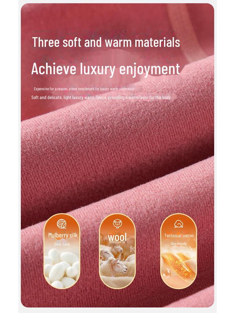 Women's Thermal Underwear Set 2024: Antibacterial, Seamless, Heated, Velvet-Lined, Thick Winter Base Layer with Top and Bottom.