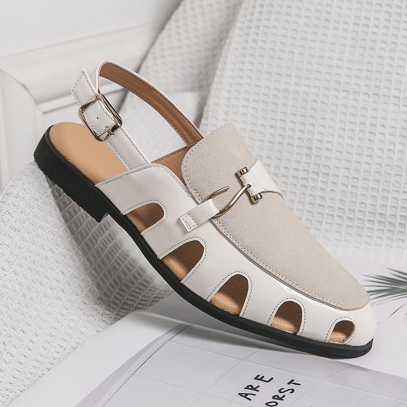 Fashion New Trend Men Sandals 2025 Summer Breathable Leather Casual Sandals Fashion Flats Lightweight Sandals Business Shoes for Men
