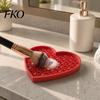 Heart Shaped Cleaning Pad 3D Printed Makeup Brush Mat, Heart-Shaped Scrubber with Textured Zones, Portable Mat Wash Tool for Foundation Eye