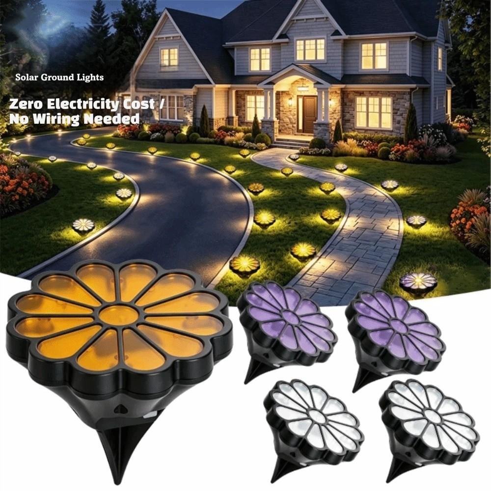 Waterproof Solar Flower Lights Petal Shape Solar Lawn Lights Ornament Buried Solar Lights Yard