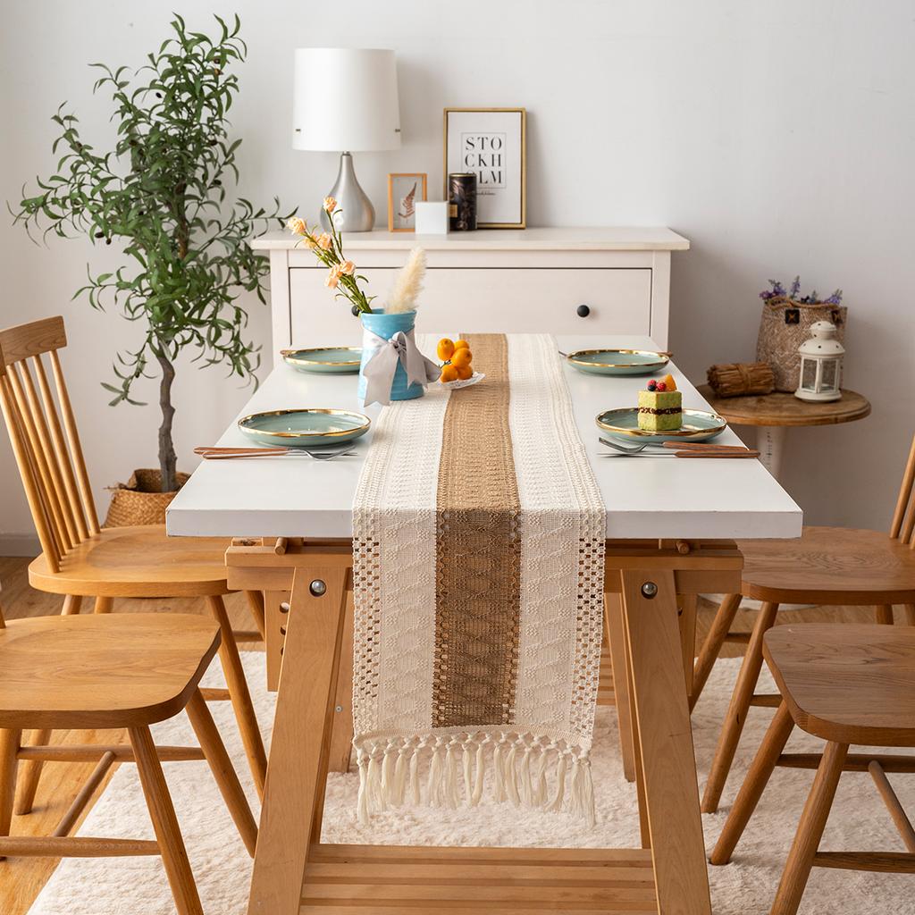 Богемный Рустикальный Свадебный Декор Скатерть из Хлопка и Льна для Свадебного Ужина или Девичника