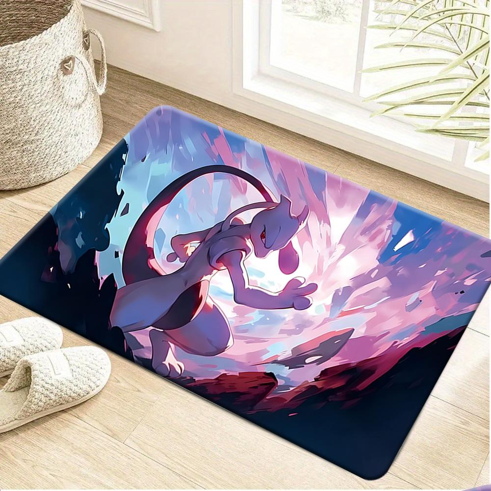 Pokemon Lucario Blue Energy Style Print Non-slip Doormat, Soft Absorbent Floor Rug for Home Decor