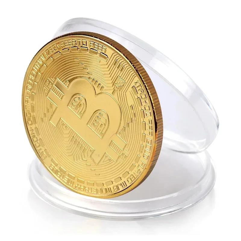 Позолоченная коллекционная монета Bitcoin, физический BTC Casascius Metal памятный художественный подарок, антикварная имитация криптовалюты Bit