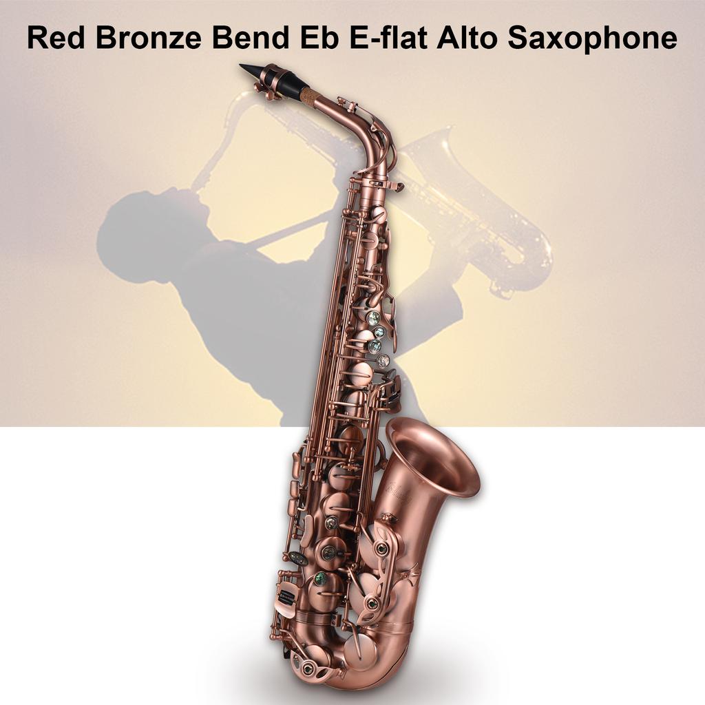 Btuty Professional Red Bronze Bend Eb E-flat Alto Sax Sax Abalone Shell Key Carve Pattern