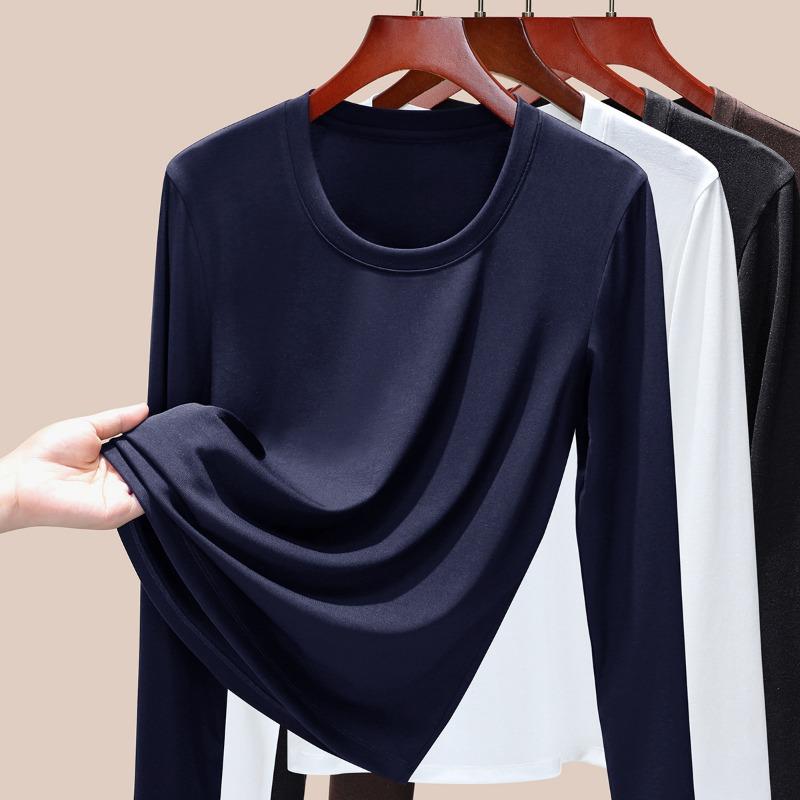 Neck Long-sleeved T-shirt Women's New Summer Cool Breathable Sunscreen Bottoming Shirt Age-reducing and Thin Sports Top