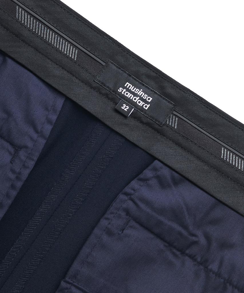 MUSINSA STANDARD Lightweight Wide Hidden Banding Slacks [Navy]