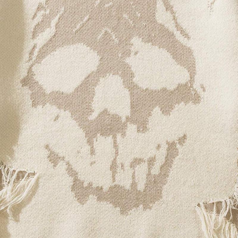 Хип-хоп темный уличный европейский и американский скелетный жаккардовый рваный свитер осень и зима мужской и женский свободный свитер вязаный свитер