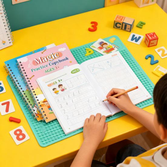 Набор прописей с канавками для детей 3-5 лет. Рабочая тетрадь для отработки почерка. Тетрадь для практики. Веселые занятия по письму для маленьких учеников.