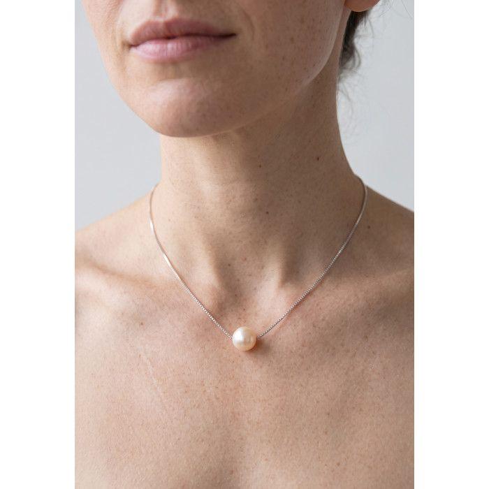 Collier - Pearls & Colors - Perle de Culture d'Eau Douce - 9-10 mm - Rose Naturel - Argent 925