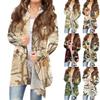 Women's Fashion Casual Christmas Print Medium Length Cardigan Jacket Coat
