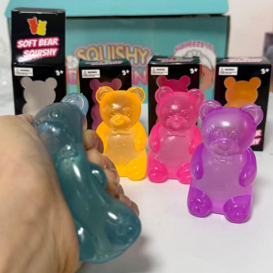 In Stock Cute Bear Maltose Squeeze Toy Dough Colorful Sensory Toy Creative New Item Desk Decoration Stress Relief Doll