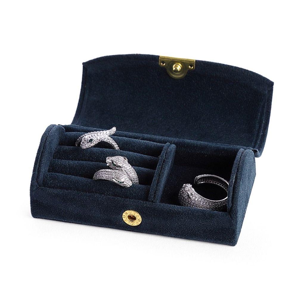 Solid Color Jewelry Display Tray Velvet Women Jewelry Box Finger Ring Box Portable Earring Box