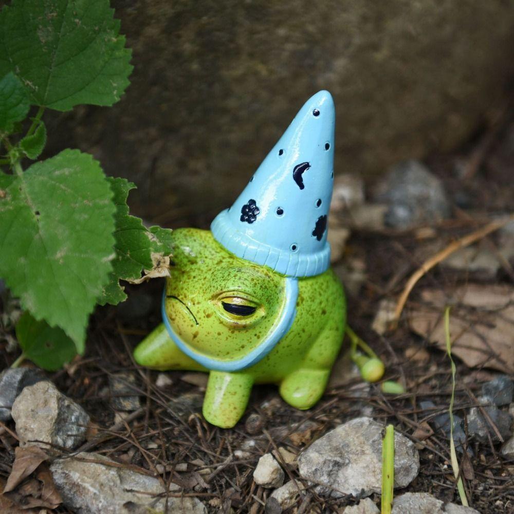 Маленькая статуэтка лягушки, мультяшное украшение из смолы, животное, забавная милая статуэтка лягушки для сада