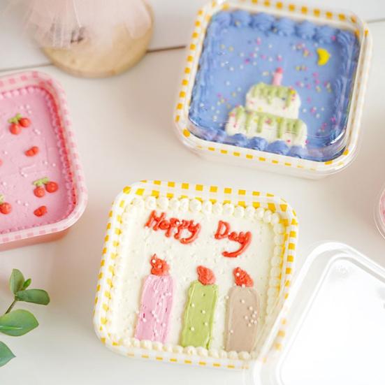 10 шт. одноразовая коробка для торта с прозрачной крышкой, водонепроницаемая маслостойкая упаковка, квадратная милая клетчатая коробка для кондитерских изделий для кондитерской