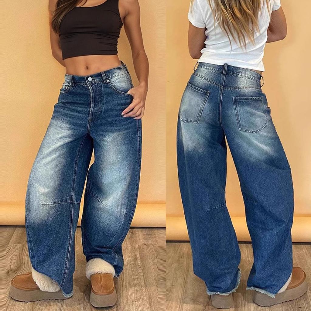 Женские мешковатые джинсы в стиле хип-хоп, широкие джинсы со средней и низкой талией, свободные джинсы-бойфренды, винтажные джинсовые брюки