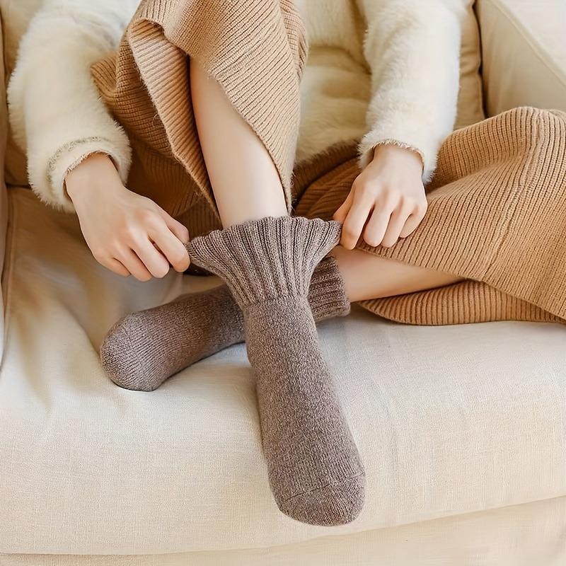 high quality10pcs Winter Solid Thickened Women's Socks, Comfortable Warm High-Top Bubble Socks, Women's Plush Casual Snow Socks, Women's Winter