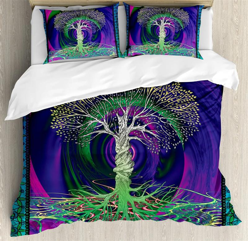 Premium Moon And Sun Duvet Cover Black And White Bedding Soft Tree Of Life All Galaxy Stars Mandala Tribal Quilt Cover Decor For Women