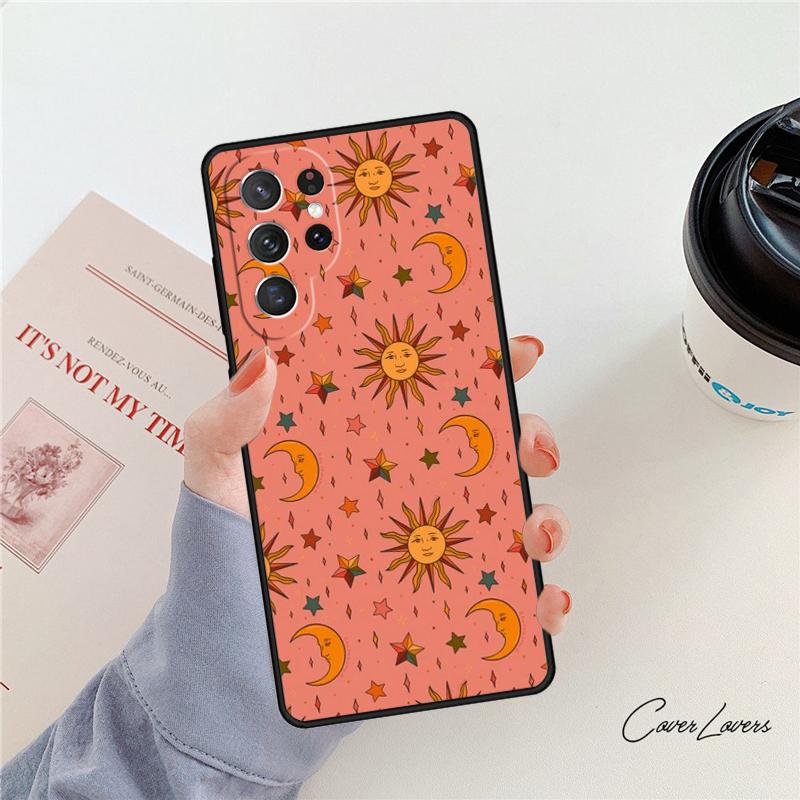 Чехол для телефона "Солнце, Луна и Звезды" Для Samsung Galaxy S24 S25 S23 S22 Ultra Note 10 20 Plus S20 S21 FE Чехол