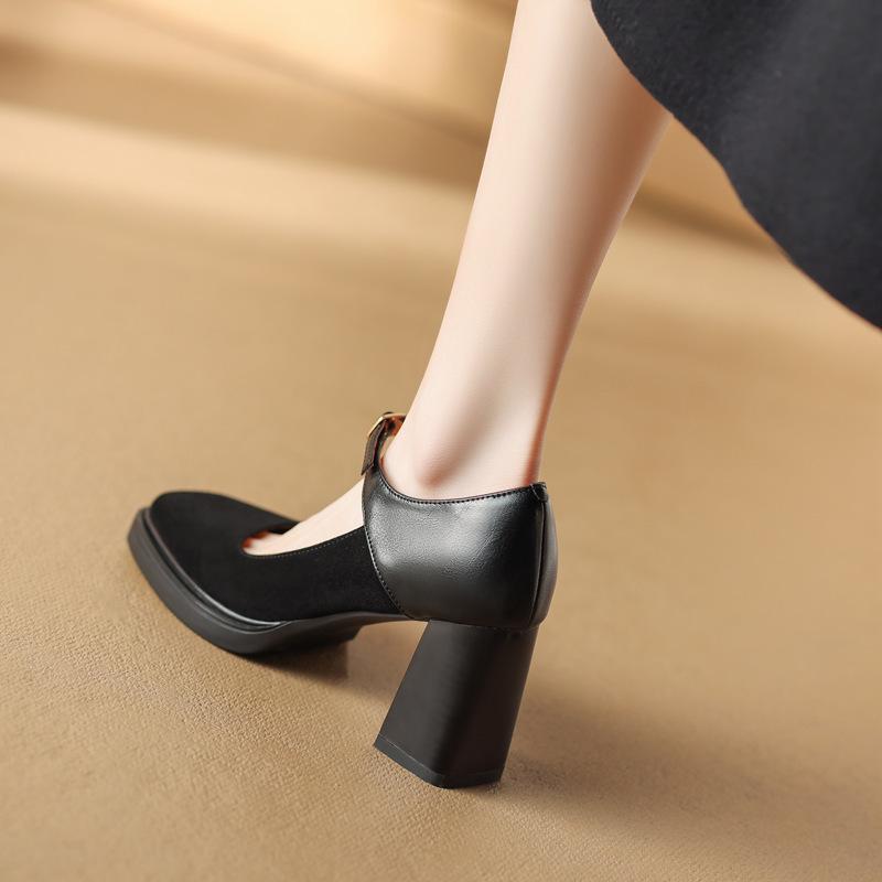 Medela туфли Mary Jane женские французские ретро коричневые квадратные туфли с одной пуговицей на толстом каблуке одинарные водонепроницаемые туфли на высоком каблуке