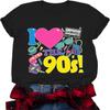 Наряды 90-х для женщин Я люблю 90-е футболки с коротким рукавом футболка для тематической вечеринки 90-х повседневные ретро топы 90-х
