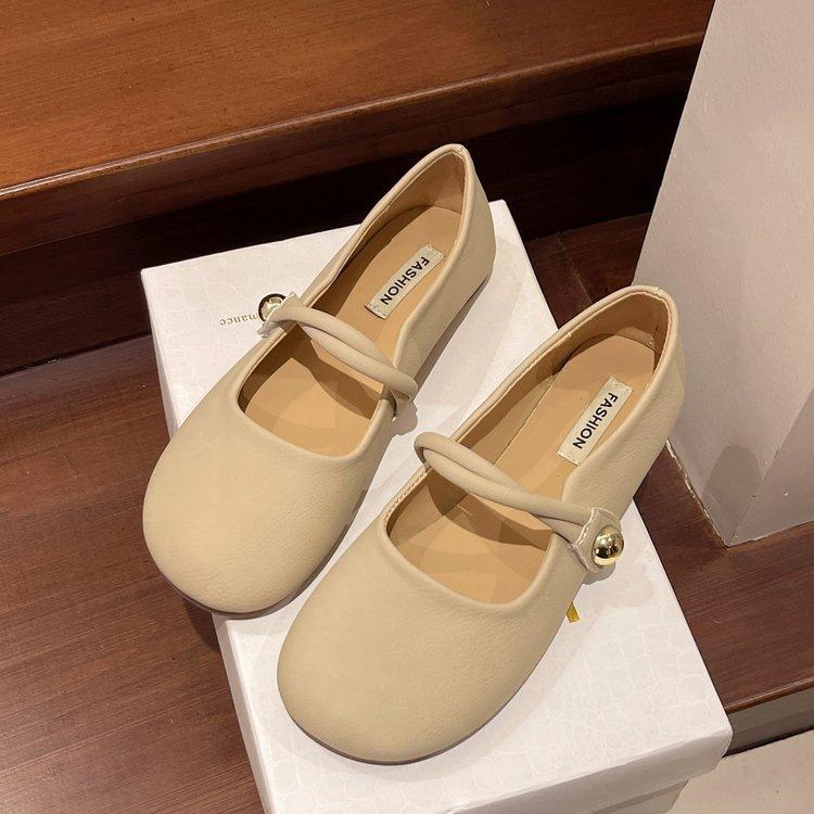 Flat-soled single shoes women's gentle shoes 2025 spring new shallow mouth late evening wind Mary Jane shoes soft-soled Doudou shoes