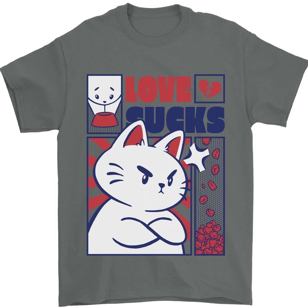 Cat Love Sucks Anti Valentines Singles Day Unisexs TShirt 100 Cotton