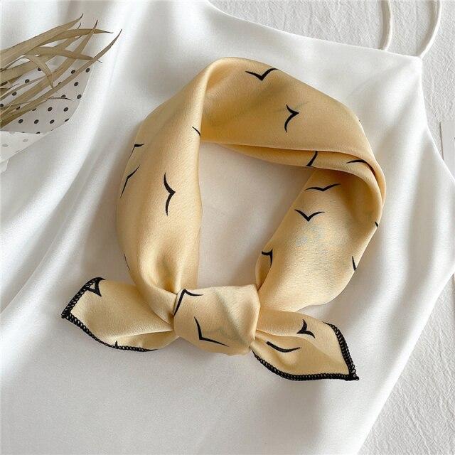 2021 Small Size Women Scarf Fashion Print Silk Scarves Square Neck Office Satin Handkerchief Bandana Foulard