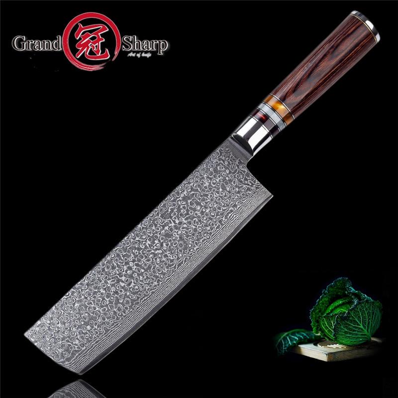 7-дюймовый нож-тесак Накири, нож японского повара, инструмент для приготовления пищи, острое лезвие из дамасской стали, нож для резки овощей