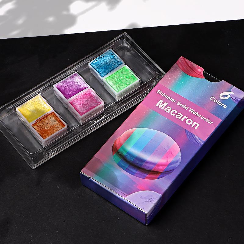 Набор акварельных красок 6/12 цветов с металлическим блеском для художников, школьные канцелярские принадлежности, инструмент для граффити, твердый пигмент, товары для рукоделия