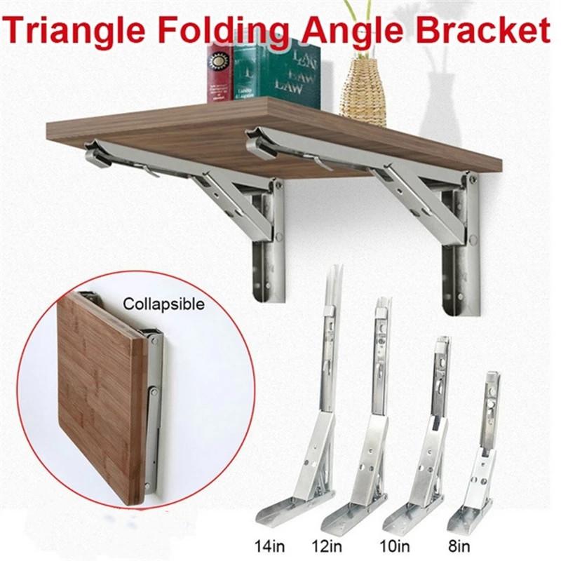 8/10/12/14Inch Adjustable Wall Mounted Triangle Folding Angle Bracket Bench Table Shelf Bracket Furniture Heavy Support Hardware