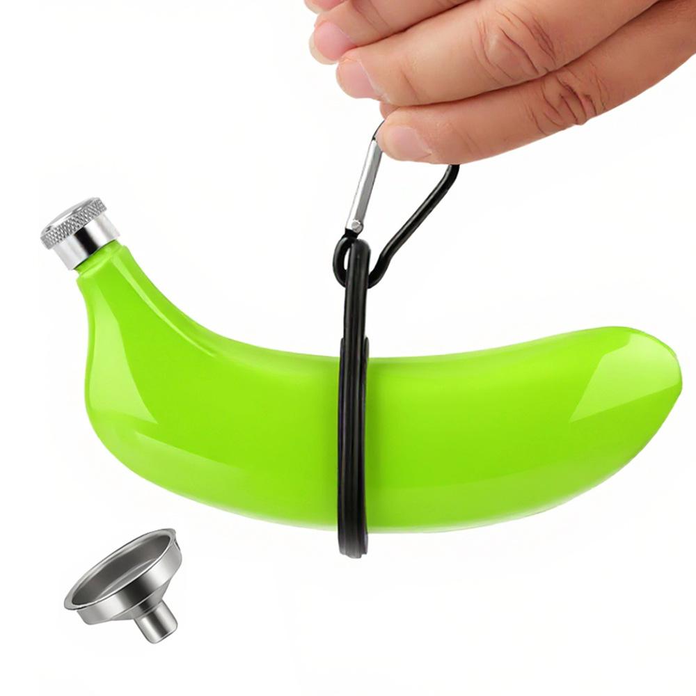 5Oz Banana Shaped 304 Stainless Steel Cup Outdoor Flask Stainless Steel Flask, with Bracket Hook and Funnel
