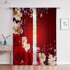 Шторы с розовыми цветами, теплые романтические ретро-красные шторы, украшение окна, чтобы блокировать конфиденциальность, шторы для спальни, кухни, гостиной