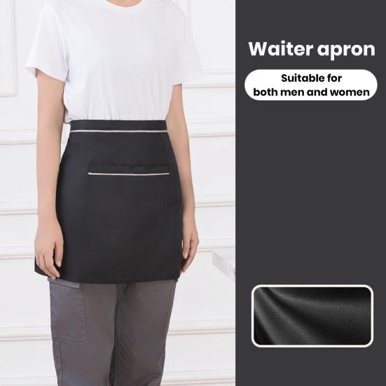Половинный фартук официанта, водонепроницаемый маслостойкий, большие карманы, регулируемый ремень, мужской, женский, кухонный, шеф-повар, кафе, ресторан, пекарня, цветочный магазин, рабочий фартук для бариста