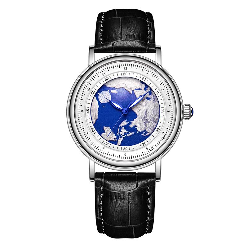 New LIGE Watch Casual Fashion Man Watch Leather Top Brand Luxury Watches Waterproof Luminous Simple Quartz Wristwatch Clock