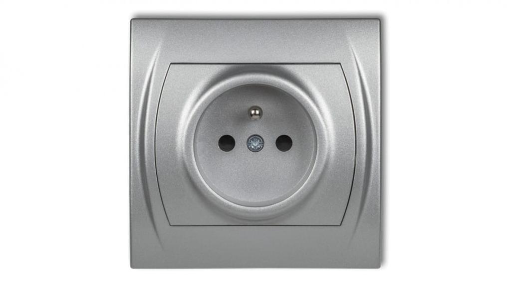 Logo Single Socket Z/U 2P+Z Silver Metallic 7Lgp-1Zp