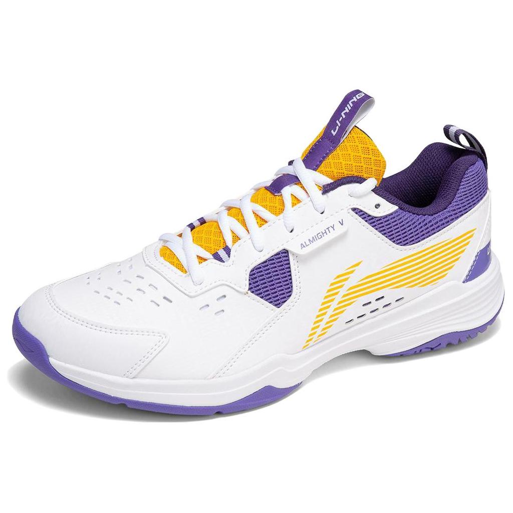 Li Ning Ace V Коллекция Амортизация Скольжение Устойчивость к истиранию Низкие Бадминтонные Кроссовки Унисекс Белый Фиолетовый AYTT001-4