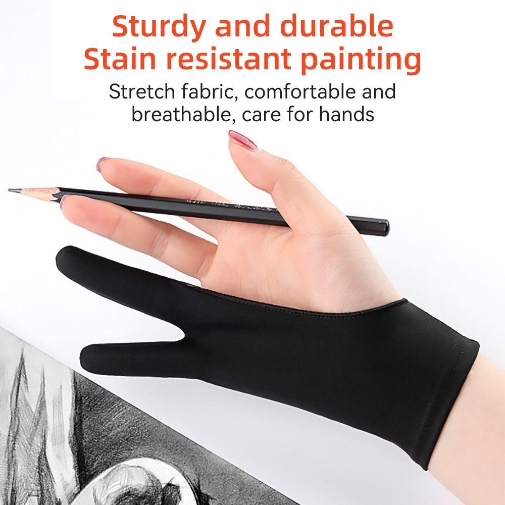 Anti-Scratch Black Blue Grey Pink Two Finger Glove Tablet Drawing Glove Art Supplies Painting Glove
