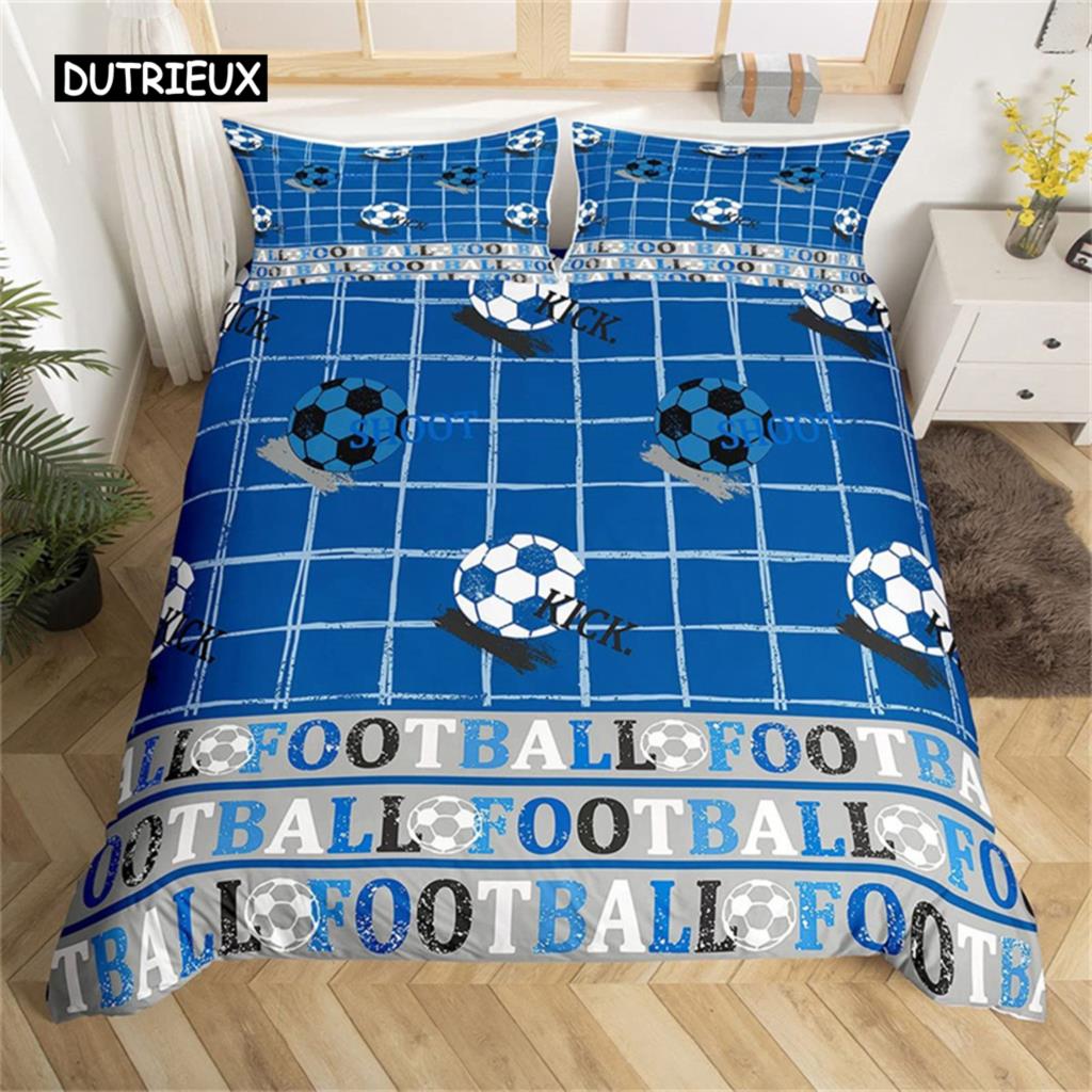Bedding Set Microfiber Sport Theme Bedspread Cover Soccer Field Duvet Cover Double or Single Football Comforter Cover Bedroom