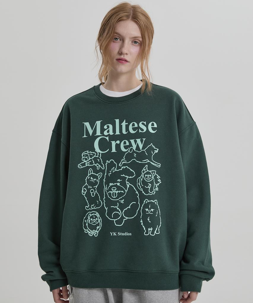 WAIKEI Maltese Crew Line Graphic Sweatshirt Green