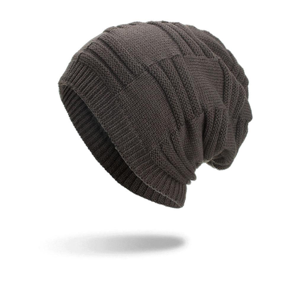 Autumn and Winter New Velvet Three-stripe Pullover Hat Knitted Wool Hat