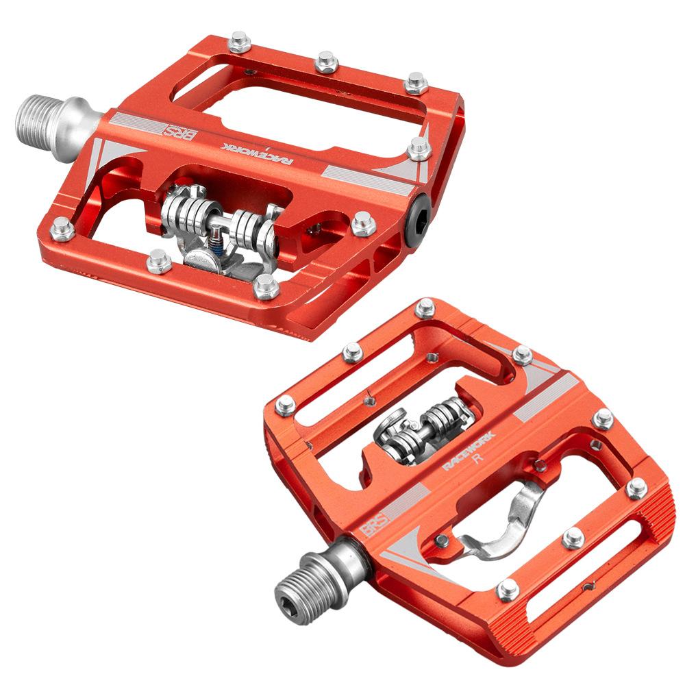 Педали RACEWORK M215 для велосипедной подножки Mtb, смешанные педали, зажим для горного велосипеда, подставка для ног, двойная функция, Spd, алюминий