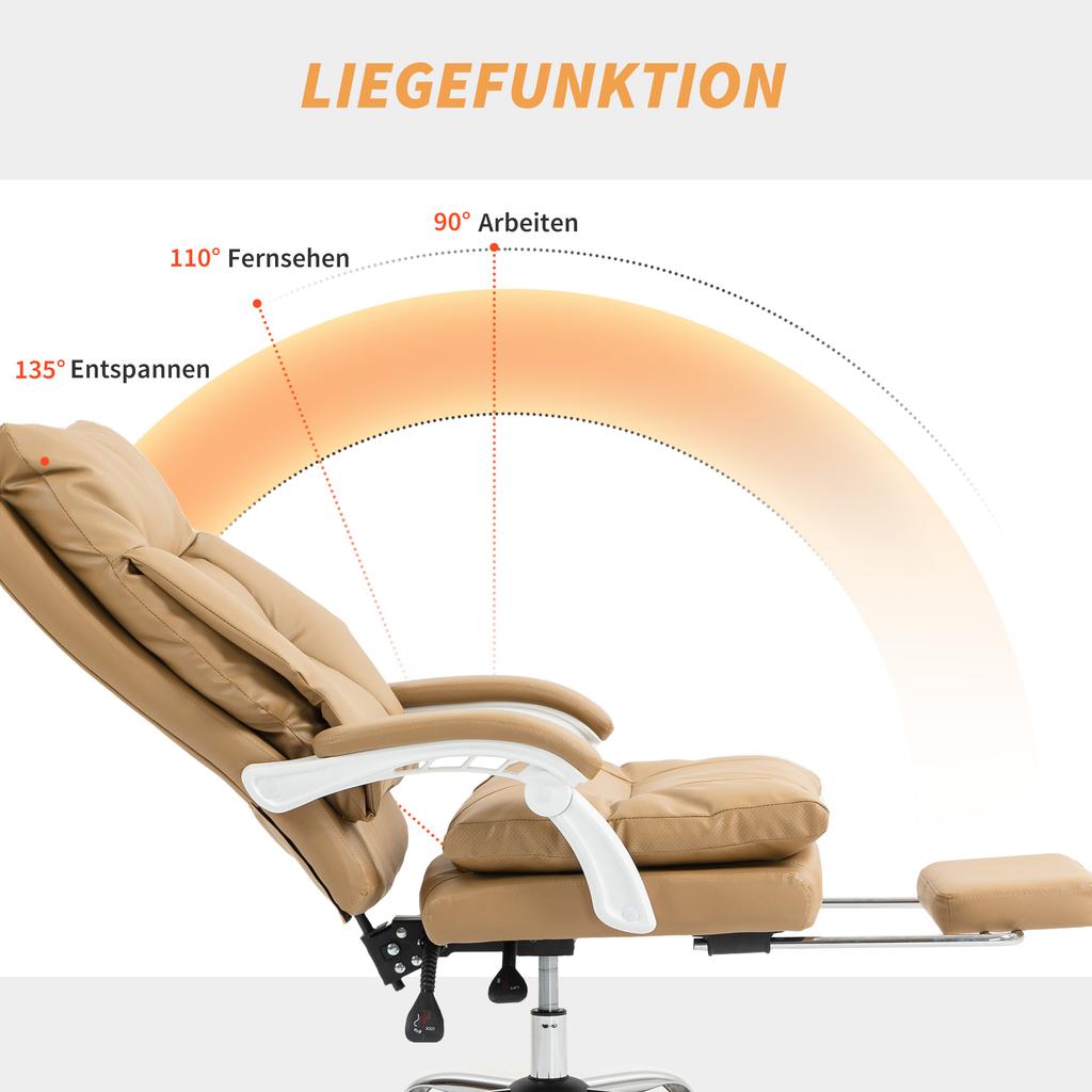 Office Chair Ergonomic Desk Chair with Lumbar Support, Footrest Light Brown