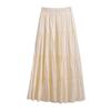 Women Summer Skirt Elastic High Waist Stitching Large Hem Skirt Solid Color Loose Fit Casual Skirt Streetwear