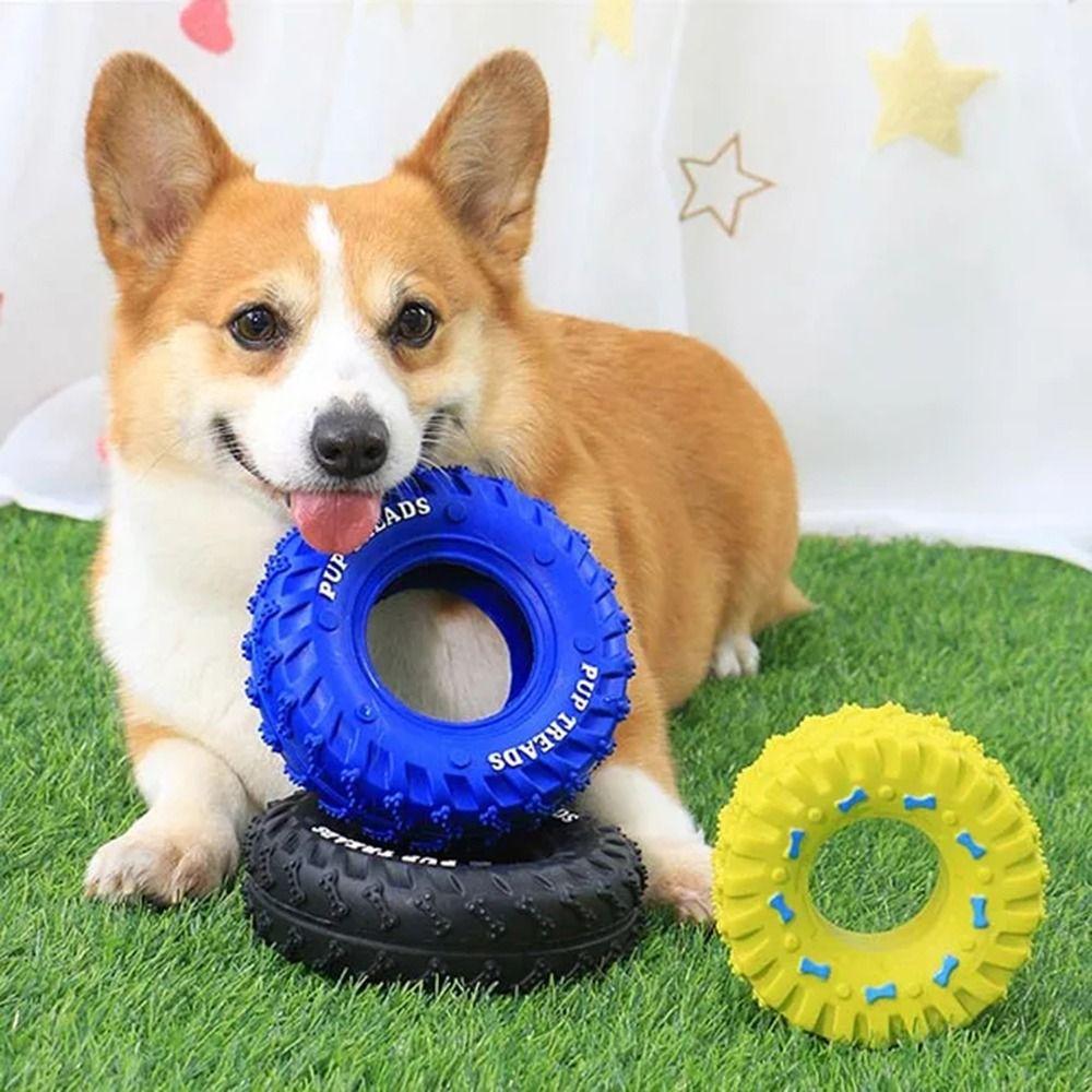 With Rope Dog Teething Toys Interactive Rubber Dog Tire Toy Durable Dog Tire Chewing Toy Home