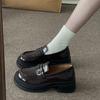 Retro Explosion British Style Heightened Platform Small Leather Shoes Women's 2025 Autumn New French One-pedal Loafers