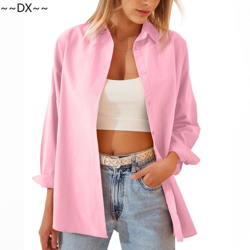 DX — женский весенне-летний новый женский кардиган ярких цветов, свободная рубашка с длинными рукавами Amazon