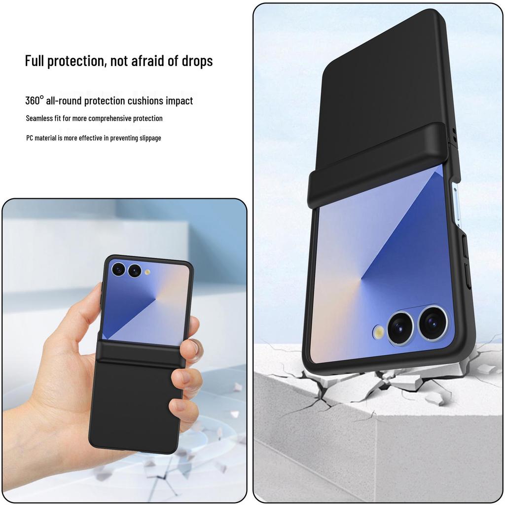 Прозрачный защитный чехол для Samsung Z Flip7 с закаленной пленкой с полным покрытием